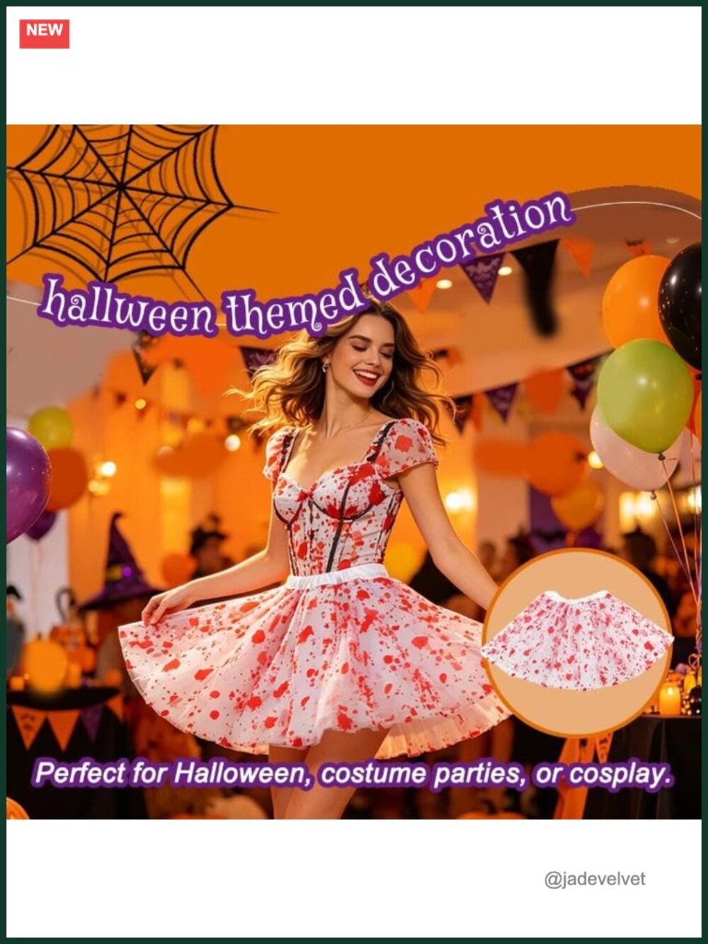 Blood Splatter Halloween Skirt Cosplay Costume Accessory - Picture 5 of 6